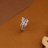 silver buterfly design ring bend
